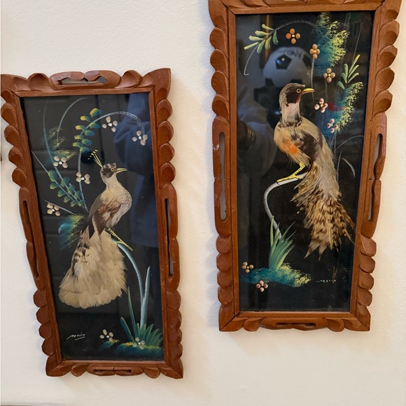 Vintage Bird Wall Art with Wooden Frame